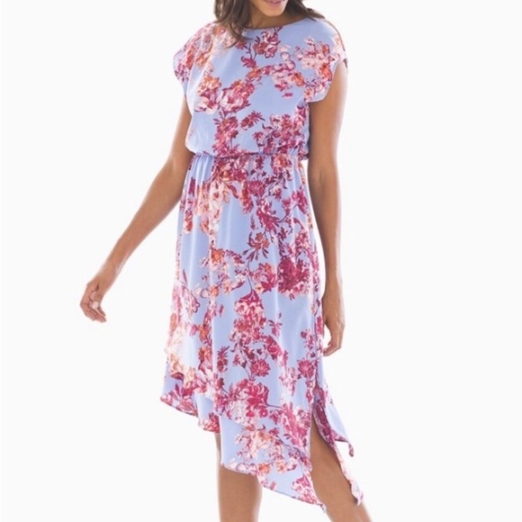 NWOT! Soma Floral Asymmetrical Sleeveless Elastic Waist Day Dress - Size XS💛 - Picture 1 of 8